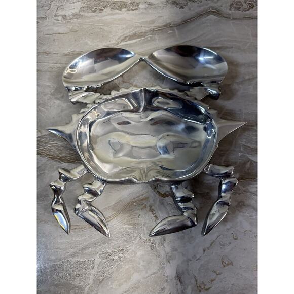 Wilton Armetale Sea Life Coastal Crab Divided Serving‎ Dish Silver 12.x 12” - Picture 1 of 8